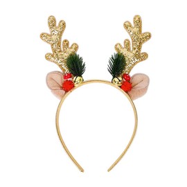 Macute Christmas Antlers Headband for Women Ears Realistic Deer Antlers Headband Cosplay ReindeerCostume for Christmas Christmas Party and Cosplay (Golden Antlers, Universal)