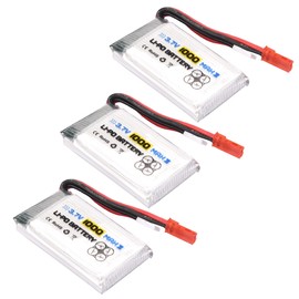 ENGPOW 3.7V 1000mAh 25C JST Plug Rechargeable LiPo Battery for RC Car/Airplane/Boat (3Pcs)