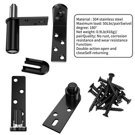 KIMSOFUNNY Saloon Door Hinges 304 Stainless Steel Swinging Door Hinge, Heavy Duty Double Swing Hinges Cafe Door Hinges for Swinging Door (Black-2 Set)