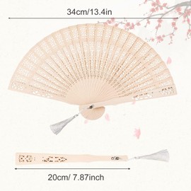 Pack of 5 Bamboo Hand Fans, Chinese Hand Fans, Decorative Fans, Wooden Handheld Folding Fans, Small Wooden Fans, Natural Folding Fans with Tassels, Folding Fans, Bridal Fans for Wedding Guests