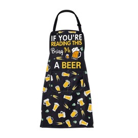 FUSTMW Beer Apron Gifts for Beer Lovers Funny Beer Drinker Gifts Beer Cooking Kitchen Chef BBQ Grill Apron with Pocket (Beer Apron)