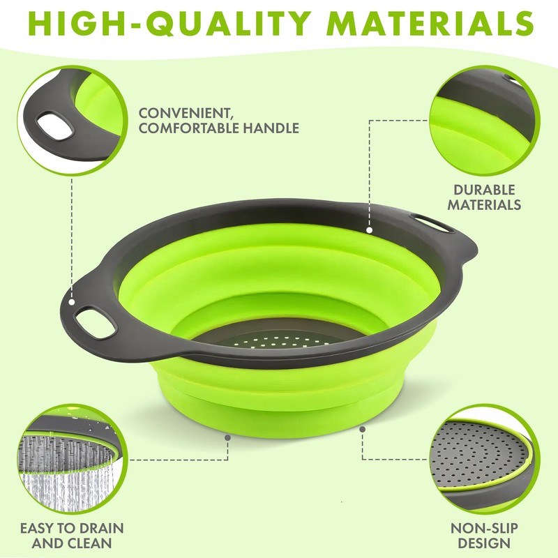 Silicone Collapsible Colander Sink Colander Collapsible Camping Versatile Collapsible Strainer
