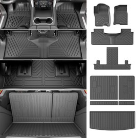 powoq 7Seat Floor Mat Compatible with 2022-2026 Chevy Tahoe/GMC Yukon Trunk Backrest Mat Cargo Liner Replacement for 2022-2024 2025 2026 Chevy Tahoe/GMC Yukon Accessories