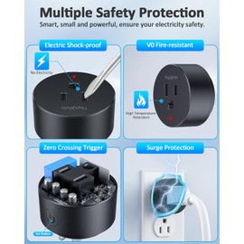 HAPYTHDA Remote Control Outlet,15A/1500W, 500 Feet RF Range Remote Light Switches Kit, No Wiring Needed Wireless Remote Outlet for Light, Small Electrical Appliance, with Anti-Surge 4000V, Black