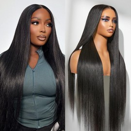 ekaibaoek 13x6 Lace Front Human Hair Wig, 200 Density, HD Lace Frontal Wig, Pre-Plucked Glueless Wigs, 28inch
