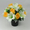 Yellow Rose and Lily Artificial Flower Grave/Memorial Arrangement