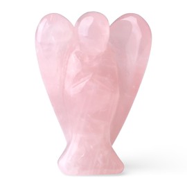 GUJOXILA Rose Quartz Crystal Angel Healing Crystals Gifts Guardian Angel Gifts for Women Angels Ornament Reiki Grief Pocket Cute Pink Small Angel Gift 1.5”