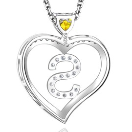 Birthday Gifts Daughter She Believed She Could So She Did Inspiritional Necklace for Her Initial S Love Heart Citrine Jewelry for Women Teen Girls