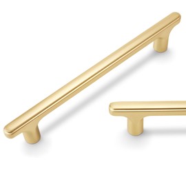 POVEFONK 10 Pack 5 inch(128mm) Brushed Brass Kitchen Cabinet Handles Cabinet Pulls Gold Drawer Pulls Kitchen Cabinet Hardware Kitchen Handles Drawer Pulls Dresser Handles