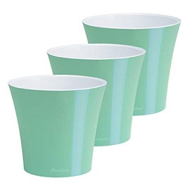 Santino 5.3 Inch ARTE Self Watering Planters (Set of 3) in Menthol/White Indoor Flower Pot for All House Plants, Flowers and Orchids