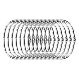 Sourcing Map 12pcs Oval Shower Curtain Rings, 1.4 Inch ID Iron Snap Hooks, Silver
