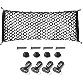 Hoshiumi Car Cargo Net, Luggage Net, Nylon, Cargo Fastening, Trunk Luggage Storage, Strong Elasticity, Prevents Luggage Falling, Interior Parts, 4 Hooks, Universal Use, Fits SUVs, Cars, etc. (Width