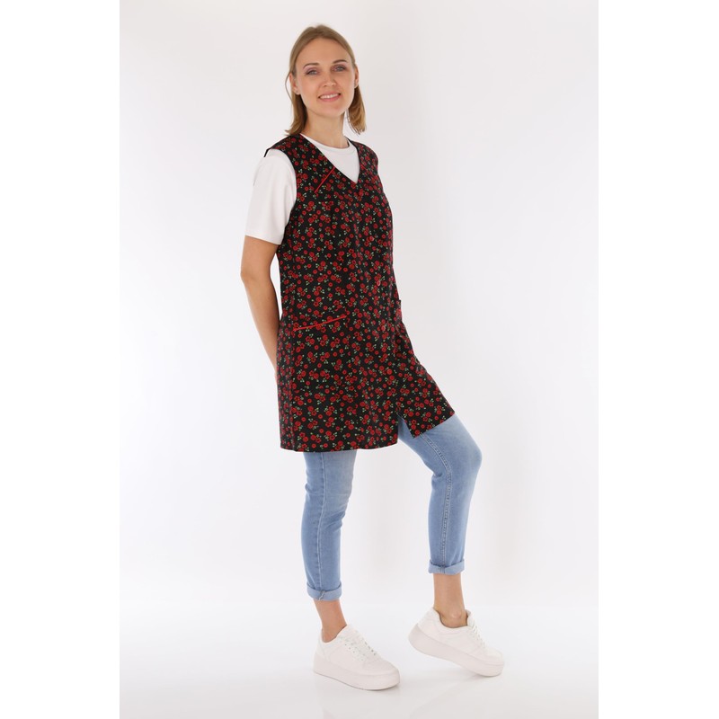 7/8 Tunic Cotton Colourful Apron Short without Sleeves Cooking Apron,