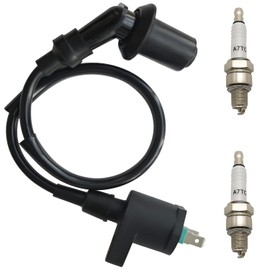 STRONGTHIUM Ignition Coil GY6 & 2 Pieces A7TC Spark Plug Set for 50cc 110cc 125cc 150cc QMJ/QMI152 157 4-Stroke Engine, Ignition Cable for SSR125 Scooter Moped ATV Quad Go-Kart Dirt Bike Replaces