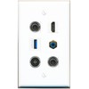 2 3.5mm HDMI RCA-Blue TOSLINK USB-3 Flat/Solid Wall Plate [White]