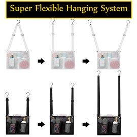 ALYER Mesh Shower Caddy, Bath Organizer with Adjustable Hanging Straps, Multipurpose Storage Bag for College,Camp,RV, Travel and Gym (White)