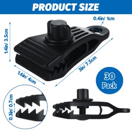 CYUS 30 Pcs Heavy Duty Lock Grip Tarp Clips, Tarp Clamps Tent Fasteners, Shark Teeth Design Large Tarps Clips Secure Cover for Camping, Pool Covers, Awnings, Canopies