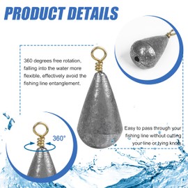 Fishing Weights Sinkers,15/30pcs Bass Casting Weights Bell Sinkers Fishing Weights Drop Shot Catfish Weights Sinkers with Brass Swivel for Saltwater Freshwater