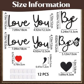 URROMA 2 Set Love You Bye Sign Above Door,Black Wood Sign Home Decor with Tape Boho Door Sign Wall Hallway Entryway Decorations for Family Art Gift