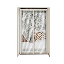 Samjeong 063 White Thermal Magnetic Draft Blocker Curtain - Small 90x210 Balcony Transparent Windproof Vinyl Entrance