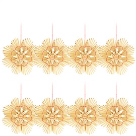 com-four® Straw Star Set - Natural Christmas Tree Hanging Decorations - Straw Pendants for Christmas Tree