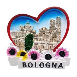Leddy Living Italian Vintage Style Decorative Magnet - City of Bologna, Italy Flag Fridge Magnet - Small, Green / White / Red, 40.0 grams