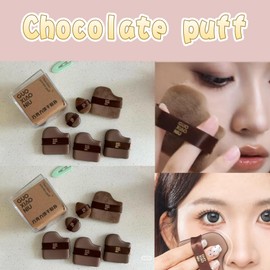 6Pcs Guoxiaoniu Chocolate Color Quick Makeup Foundation Puff Set, Foundation Sponge Puff Cushion Puff Mini Powder Puff Collection