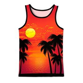 Asylvain Men Tank Tops 3D Sleeveless Shirts Adult Unisex Summer Vest Red Graphic Hawaiian Tank Top, XX-Large