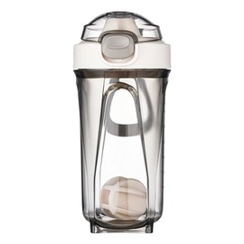 Mecmbj Blender Bottle, Protein Shaker, 500 ml Protein Shaker with Mixer Ball, Protein Shaker with Leak-proof Lid and Handle for Fitness, Outdoor Sports, Protein Shaker for Powdered Shakes (White)