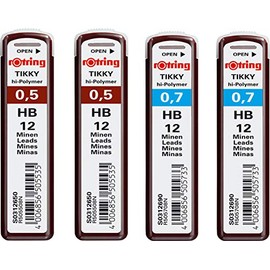rOtring 0.5mm HB High Polymer Refills - 2 x 12 Leads + 0.7mm HB - 2 x 12 Leads