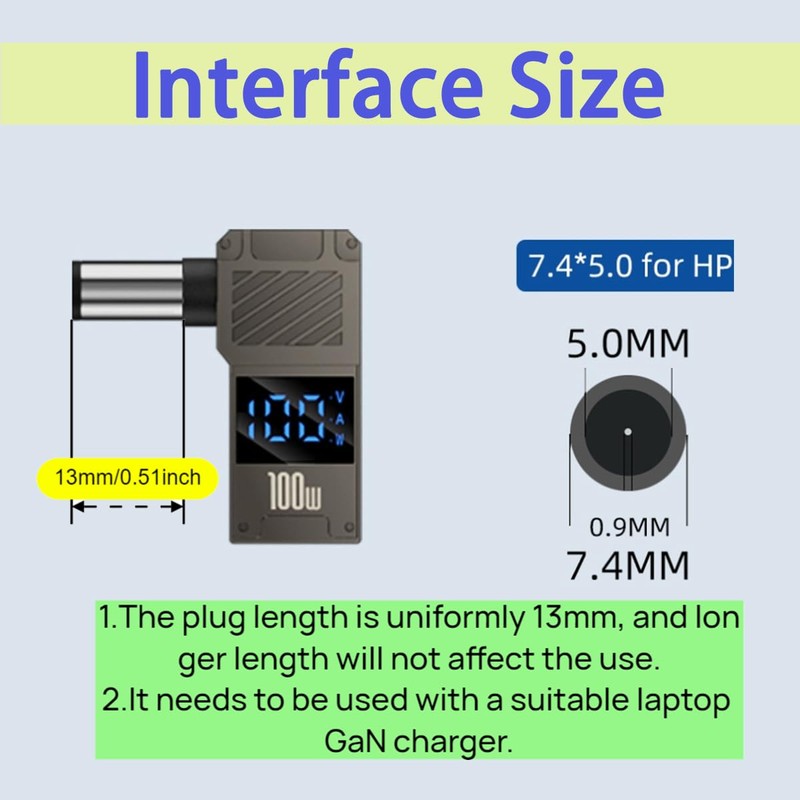 WITRN 100W PD Power Charger Connector Tip (7.4 x 5.0mm