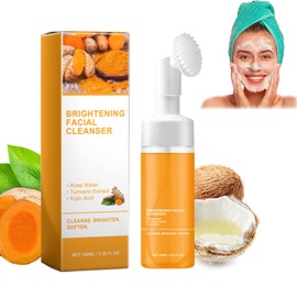 Turmeric Foaming Cleanser, Turmeric Face Wash with Kojic Acid, Facial Cleanser Balance Skin Oil & Water, Shrink Pores, Lighten Blemishes, Gently Exfoliate 100ml