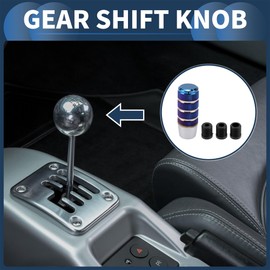 INFINAUTO Car Shift Knob, 9.5cm Universal for Automatic and Manual Vehicle Gear Shifter Knob with 3 Adapter Aluminum Alloy Burnt Blue Silver Tone, 1 Set