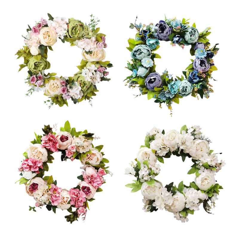 Artificial Peony Wreath Rattan Silk Cloth Simulation Decorative Front Door