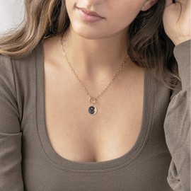 DoreenBeads Gold Paperclip Chain Necklace for Women-18K Gold Plated Man in the Moon Charm Pendant Toggle Paper Clip Chain Necklace for Women Celestial Jewelry Gifts 20"