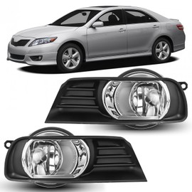 Nilight Fog Lights Assembly Compatible with 2007 2008 2009 Toyota Camry Clear Lens Fog Lamps Replacement Driver and Passenger Side with H11 12V 55W Bulbs