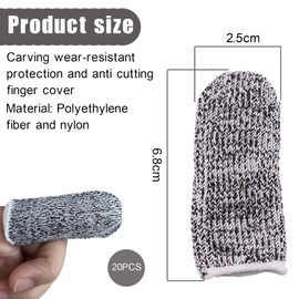 Pack of 20 cut-resistant, finger protection for injury, finger cots, finger cots, thumb protection, anti-wear finger cots, cutting anti-static, fingertip protection for work, kitchen, garden,