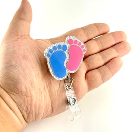 Labor and Delivery Badge Reel, Retractable Nicu Nurse Badge Reel, Cute RN LPN Badge Holder, Nursing Student ID Badge Clip, Baby Feet Badge Reels, CNA MA Medical Worker Nurse Accessories for Work