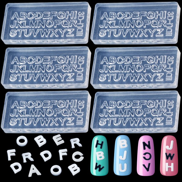 Cosmmap 6 Sets 3D Letters Silicone Molds, Transparent Mini Alphabet