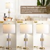 Table Lamp for Living Room with USB Ports, Gold Bedside