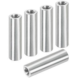 Jeboler M6 x 40 mm Round Threaded Sleeves, Pack of 5 Round Sockets, 304 Stainless Steel Round Connecting Nuts, Long Nut, V2A Internal Thread Spacer Sleeves, Coupling Nut, Rod Nut, Length Nuts