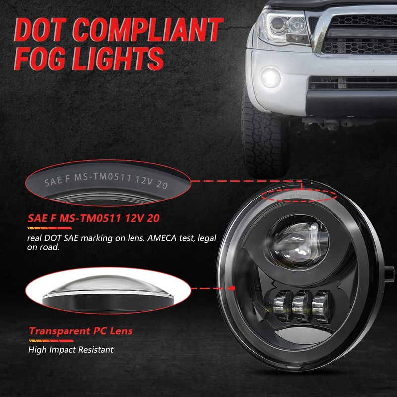 GXENOGO LED Fog Light Assembly for Tacoma 2005-2011/ Solara 2004-2006/