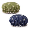 2 Stücke Floral Bedruckter Duschkappe, Frauenduschkappe, Wasserdichte Duschhaube, Wiederverwendbare Duschhaube,