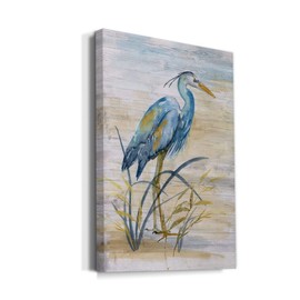 Renditions Gallery Animals Wall Art Abstract Paintings for Decor Rustic Yellow Blue Heron Bird Canvas Artwork Prints for Bedroom Living Room Office Walls - 8"X12" LT15