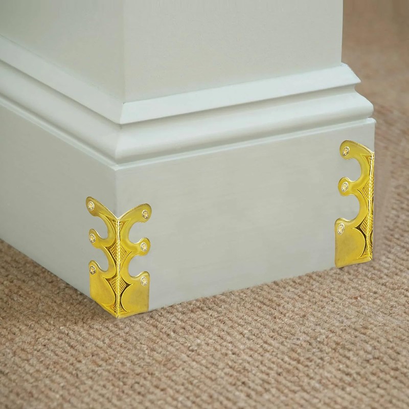 10PCS Solid Brass Skirting Board Corner Protectors, Skiffers Baseboard Corner