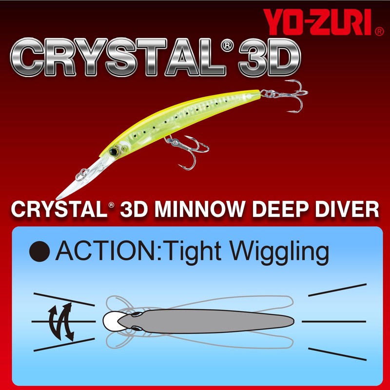Yo-Zuri Crystal 3D Minnow Deep Diver Lure, Blue Tiger, 6-Inch