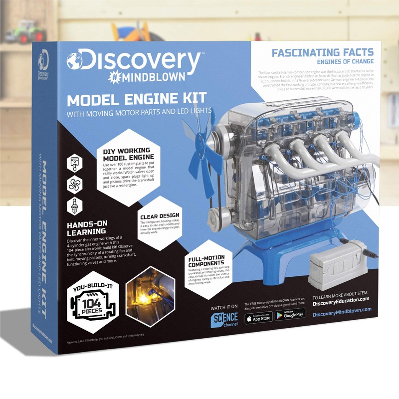 Discovery Model Engine Building Kit, DIY 4-Cylinder Combustion Engine, Working
