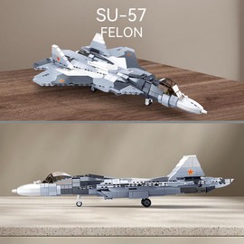 DAHONPA Su-57 Fighter Military Army Airplane Building Bricks Set with Figure, 893 Pieces Air-Force Build Blocks Toy, Gift for Kid and Adult