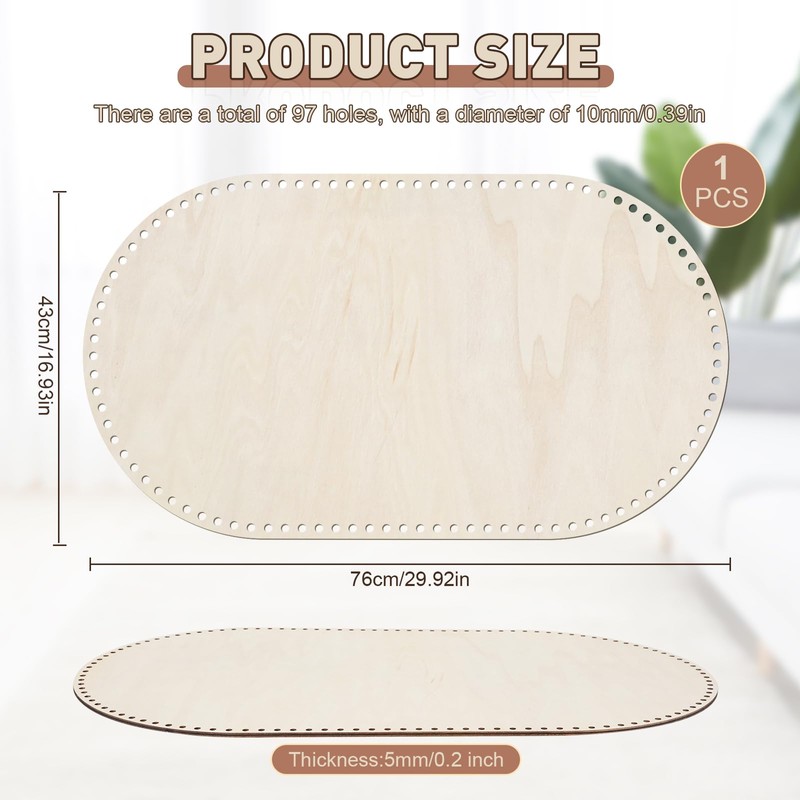 Moses Basket Wooden Base 10mm Hole, HSSZXFR Oval Shape Moses