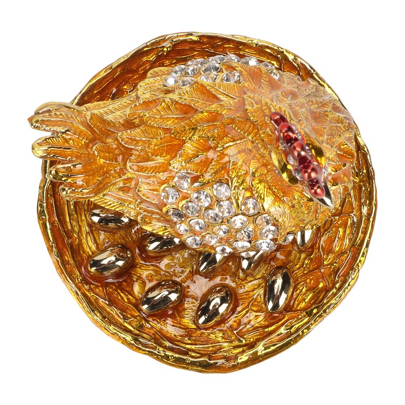 Golden Hen Figurine Trinket Boxes Handcraft Exquisite Small Jewelry Box